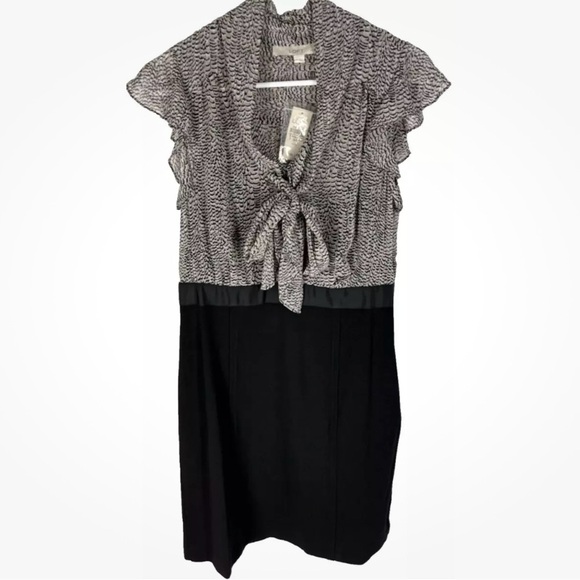 Ann Taylor Loft black and printed blouse top pencil skirt bottom Dress- Size 2P - Picture 3 of 7